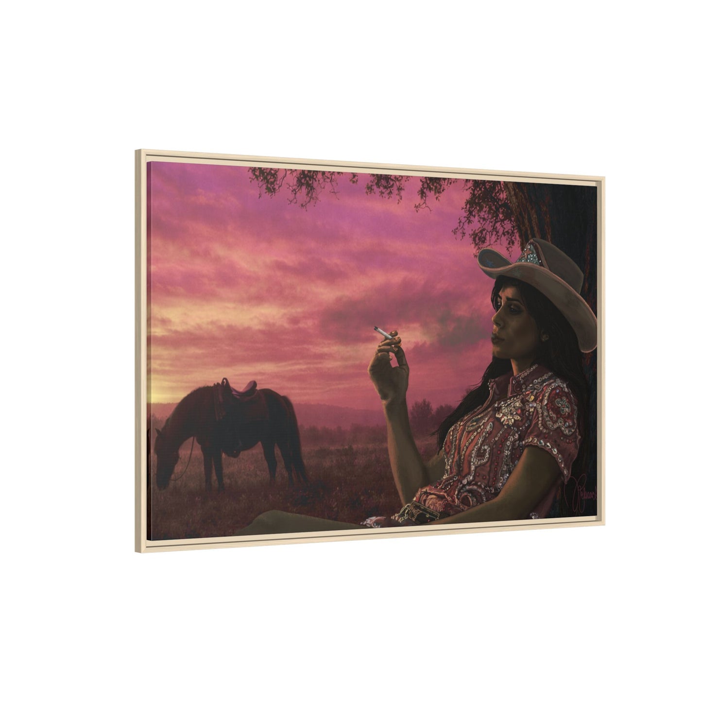 RHINESTONE COWGIRL:  Framed Matte Canvas Print