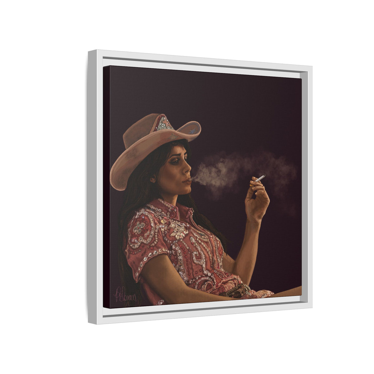 RHINESTONE COWGIRL: Framed Matte Canvas