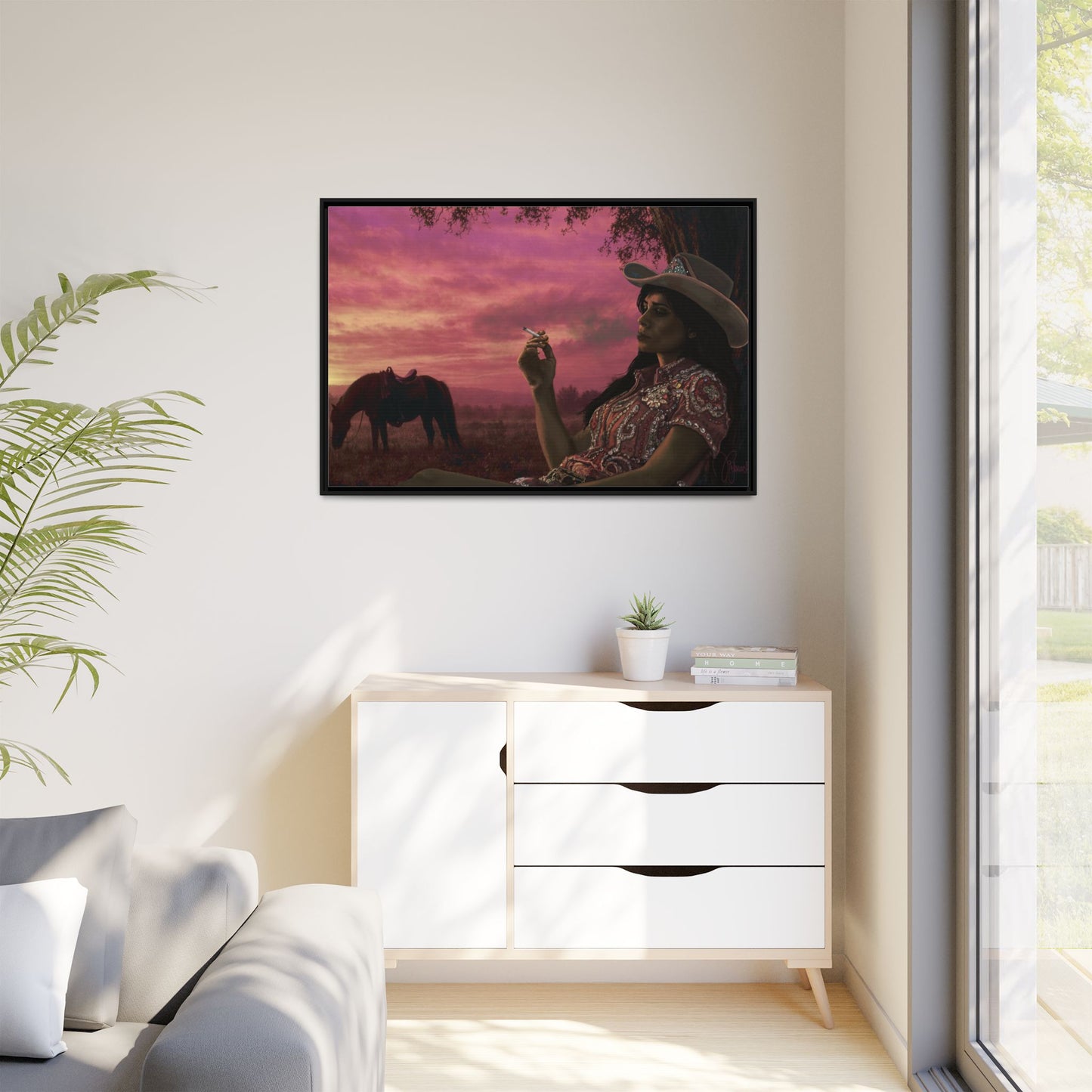 RHINESTONE COWGIRL:  Framed Matte Canvas Print