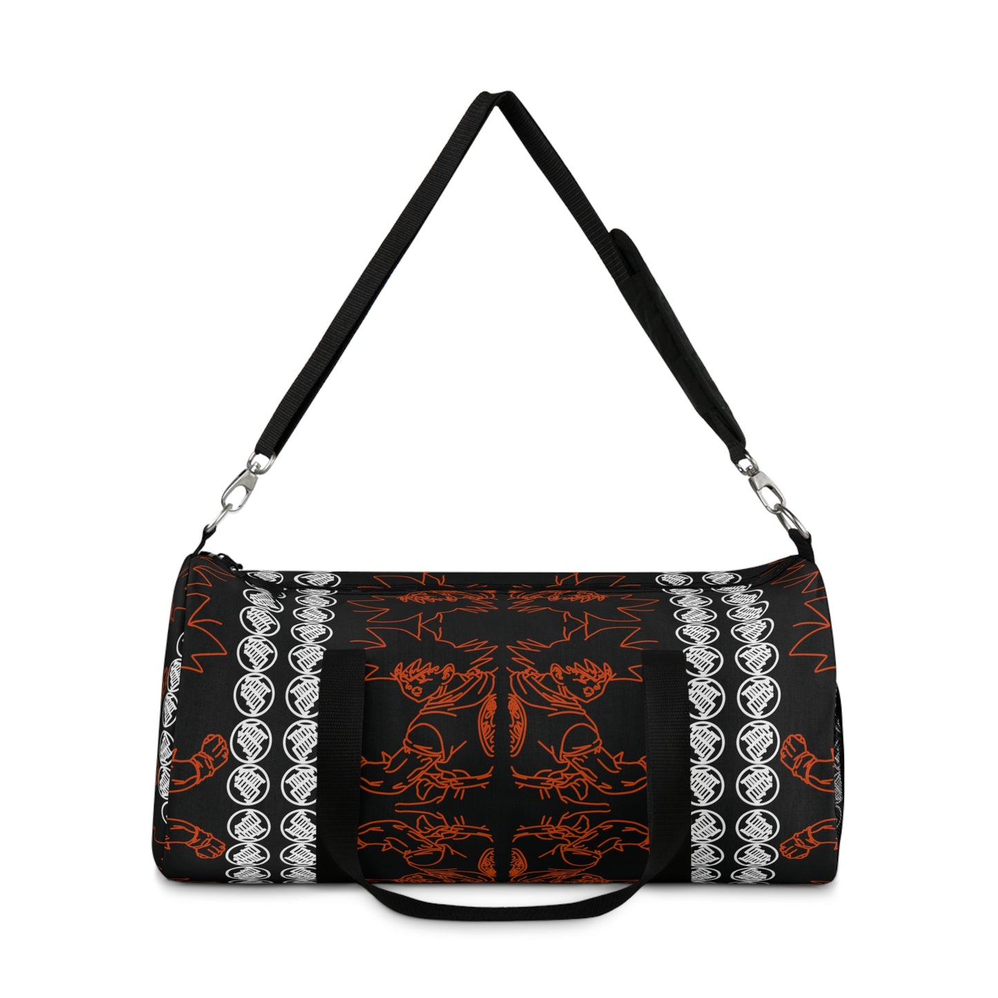 BLACK & ORANGE PRINT: Duffel Gym Bag