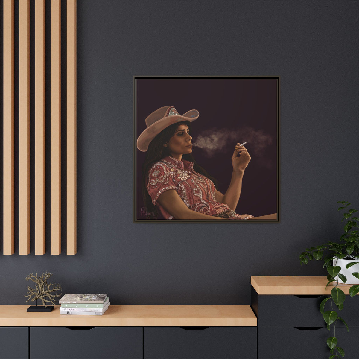 RHINESTONE COWGIRL: Framed Matte Canvas