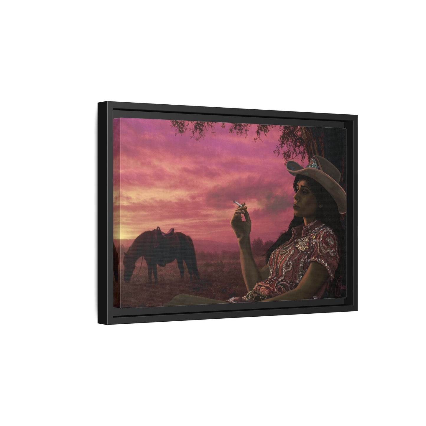 RHINESTONE COWGIRL:  Framed Matte Canvas Print